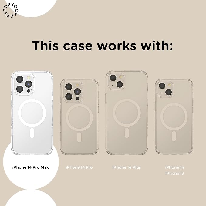 PopSockets iPhone 14 Pro Max Phone Case w/MagSafe- Amber | Magnetic, Wireless Charging, Camera & Drop Protection, Brown, Plain, Cream, Beige, Summer Spring