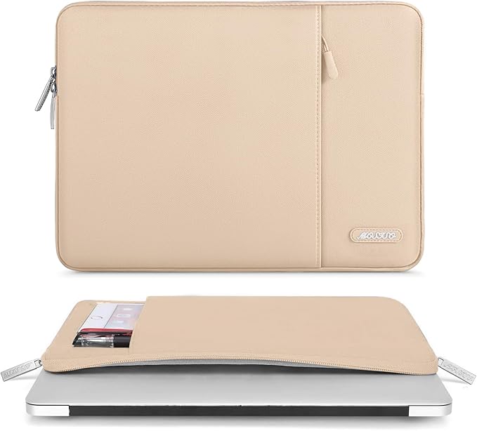 MOSISO Laptop Case 13 inch, 13 inch Laptop Sleeve Compatible with MacBook Air M4 M3 M2 M1 2025-2018 / Pro M2 M1 2025-2016, Polyester Vertical Computer Sleeve Bag with Pocket, Apricot