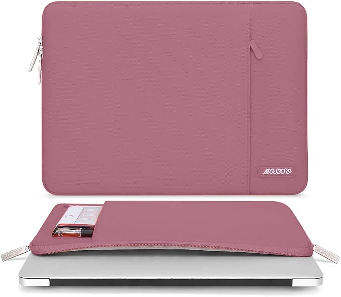 MOSISO Laptop Case 15 inch, 15 inch Laptop Sleeve Compatible with MacBook Air 15 M4 A3241 M3 A3114 M2 A2941 2025 2024 2023,Dell XPS 15,Polyester Vertical Computer Sleeve Bag with Pocket, Dusty Rose