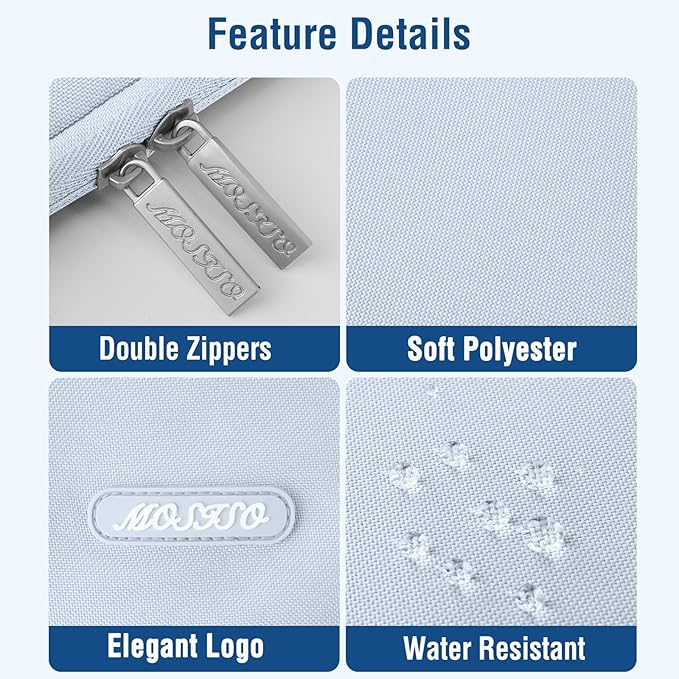MOSISO Laptop Case 15 inch, 15 inch Laptop Sleeve Compatible with MacBook Air 15 M4 A3241 M3 A3114 M2 A2941 2025 2024 2023,Dell XPS 15,Polyester Vertical Computer Sleeve Bag with Pocket, Baby Blue