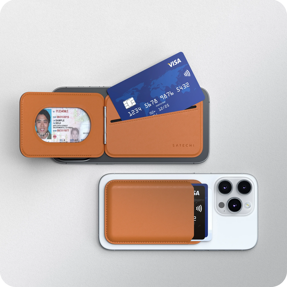 Vegan-Leather Magnetic Wallet Stand