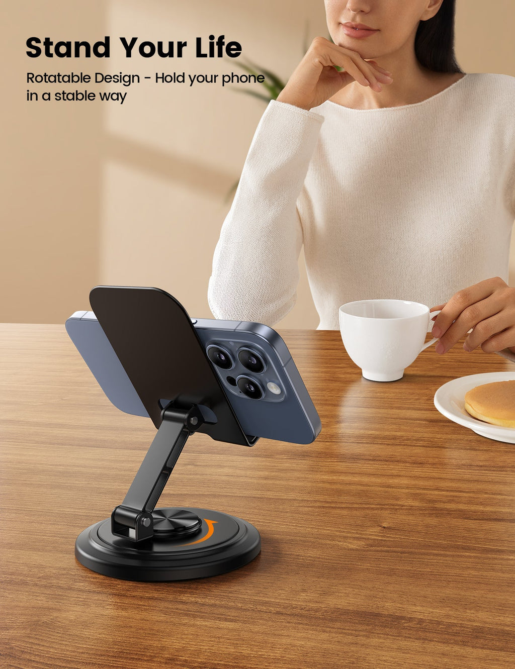 Lamicall 360° Rotation Sturdy Adjustable Desktop Phone Holder Foldable Mobile Stand
